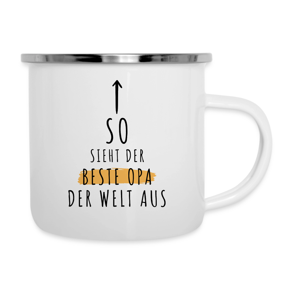 Emaille-Tasse "So sieht der beste Opa der Welt aus" - Weiß