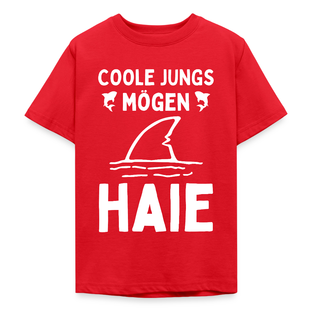 Teenager T-Shirt "Coole Jungs mögen Haie" - Rot