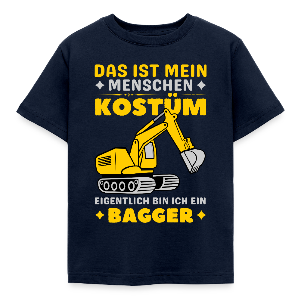 Kinder T-Shirt "Das ist mein Menschen Kostüm, eigentlich bin ich ein Bagger" - Navy