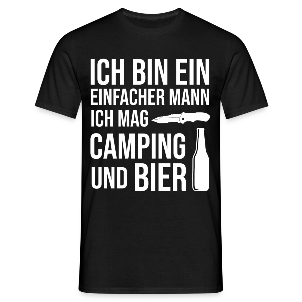 Männer T-Shirt "Ich bin ein einfacher Mann - Ich mag Camping und Bier" - Schwarz