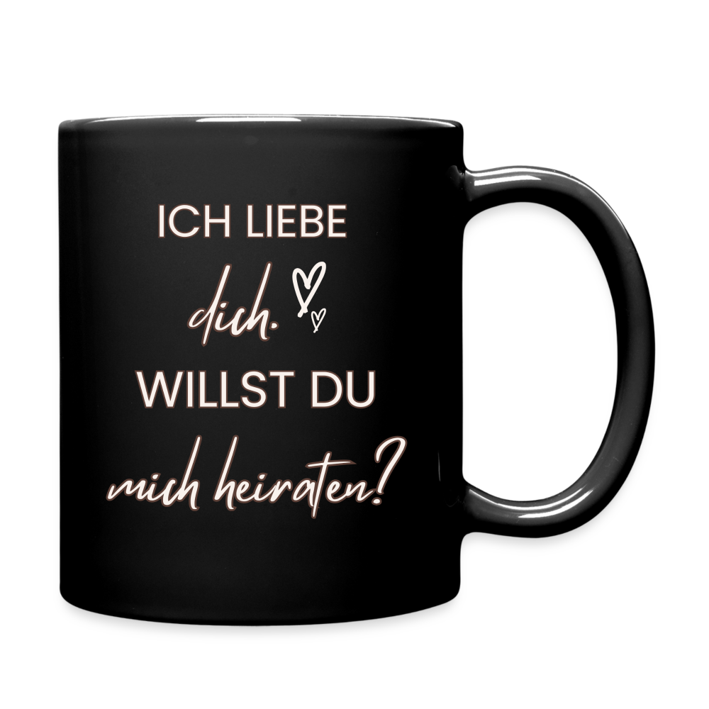 Tasse "Ich liebe dich - Willst du mich heiraten?" - Schwarz