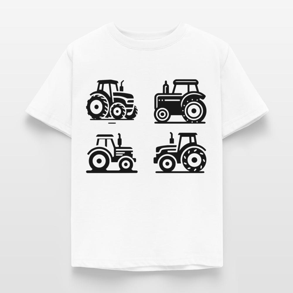 Kinder T-Shirt "4 minimalistische Traktoren" - Weiß