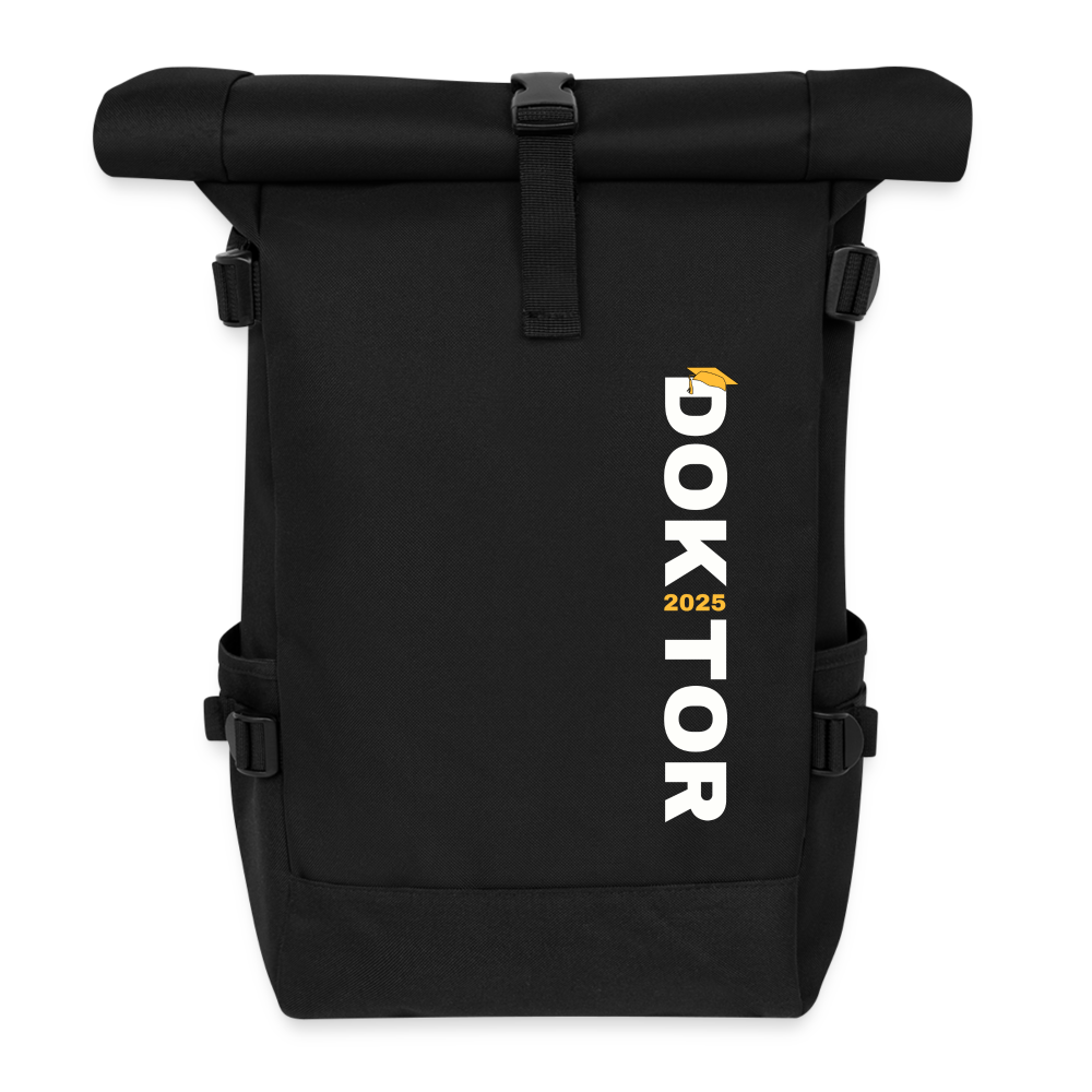 Rolltop Rucksack "Doktor 2025" (Schriftzug) - Schwarz