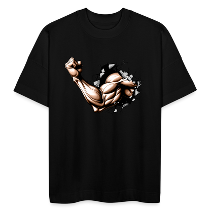 Oversize Bio-T-Shirt "Hervorkommender Bizeps" - Schwarz