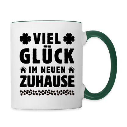 Tasse "Viel Glück im neuen Zuhause" - Weiß/Dunkelgrün