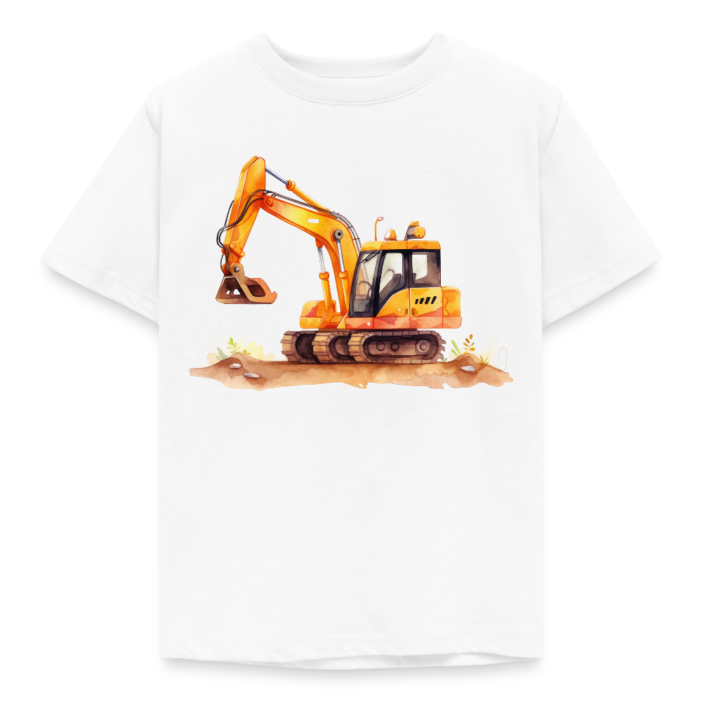 Kinder T-Shirt "Bagger im Wasserfarben-Stil" - Weiß