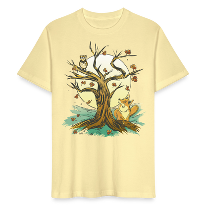 Unisex Bio-T-Shirt "Fuchs und Eule" - Creme