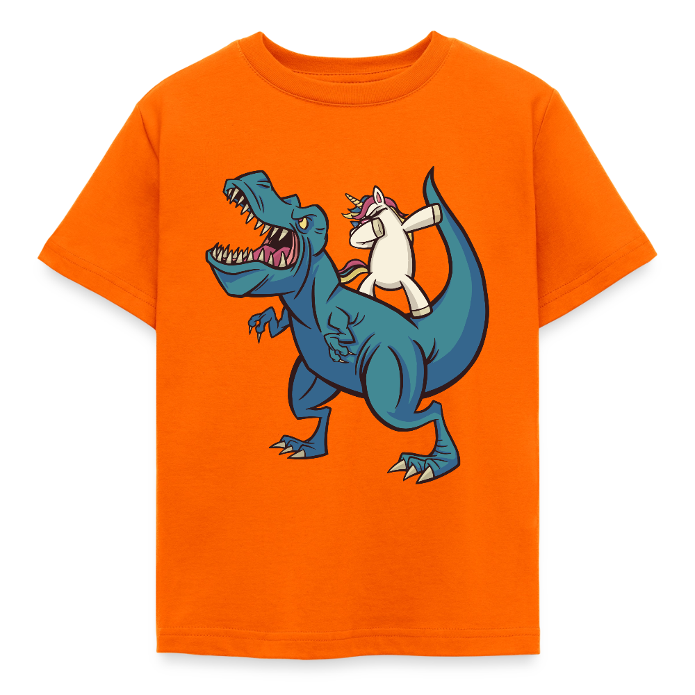 Kinder T-Shirt "Dinosaurier mit coolem Einhorn" - Orange