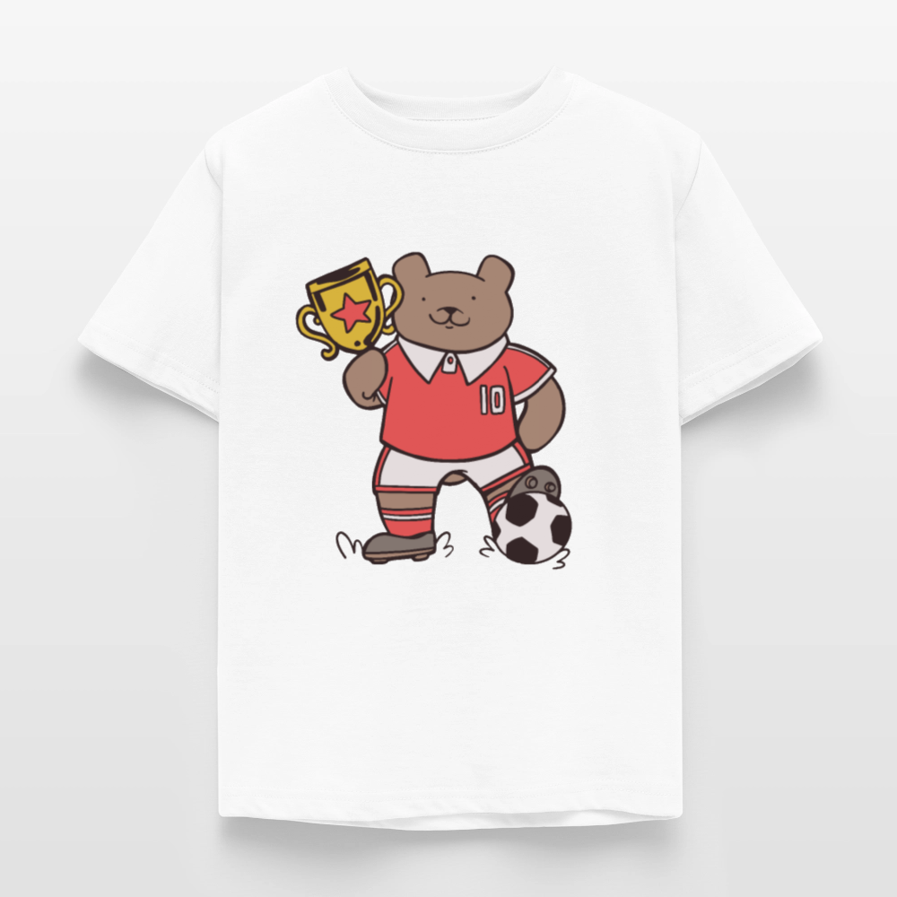 Kinder T-Shirt "Bär mit Fußball-Pokal" - Weiß