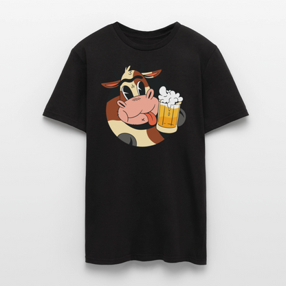 Männer T-Shirt "Kuh mit Bier" - Schwarz