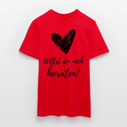 Männer T-Shirt "Willst du mich heiraten?" (Herz) - Rot