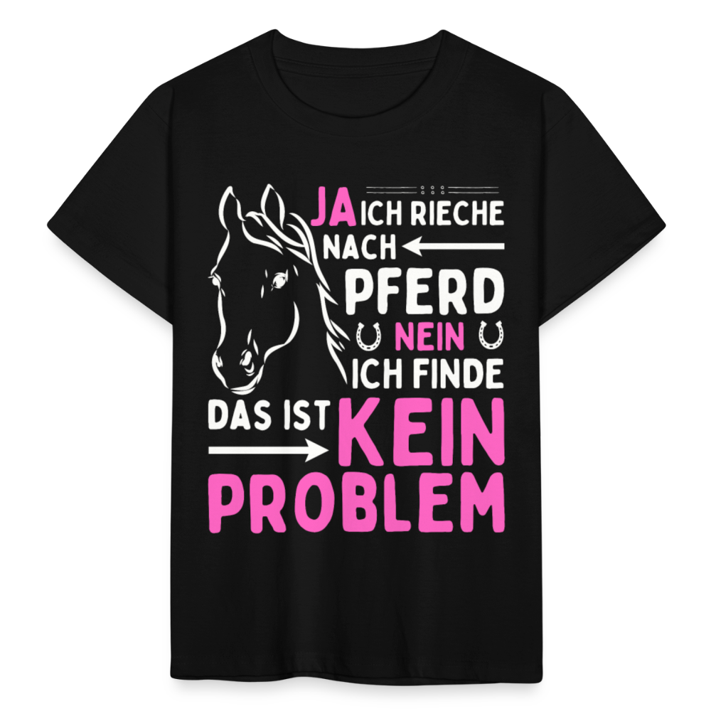 Kinder T-Shirt "Ja ich rieche nach Pferd" - Schwarz