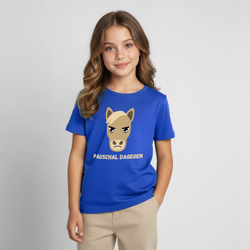 Kinder T-Shirt "Pauschal dagegen" (Pferd) - Royalblau