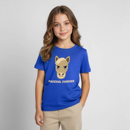 Kinder T-Shirt "Pauschal dagegen" (Pferd) - Royalblau