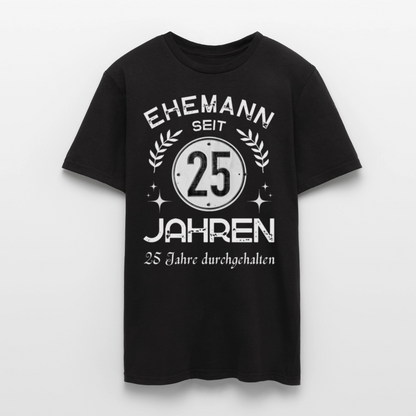 Männer T-Shirt "Ehemann - 25 Jahre durchgehalten" - Schwarz