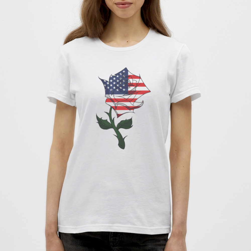 Frauen Bio-T-Shirt "USA Rose" - Weiß