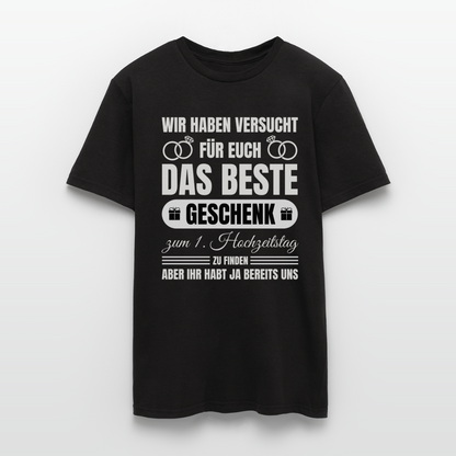 Männer T-Shirt "Das beste Geschenk zum 1. Hochzeitstag" (von Eltern) - Schwarz