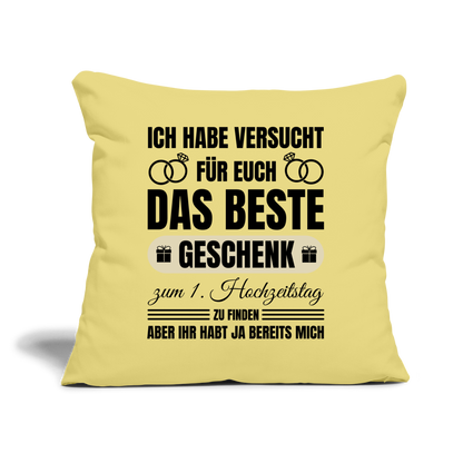 Sofakissen mit Füllung "Das beste Geschenk zum 1. Hochzeitstag" (von Trauzeugen) - Hellgelb