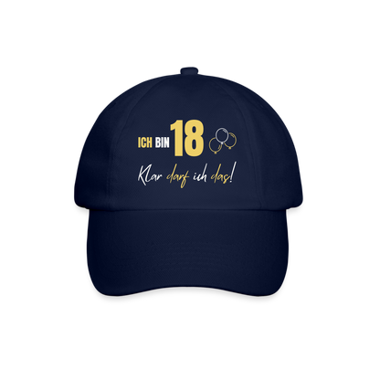 Baseballkappe "Ich bin 18 - Klar darf ich das!" - Blau/Blau