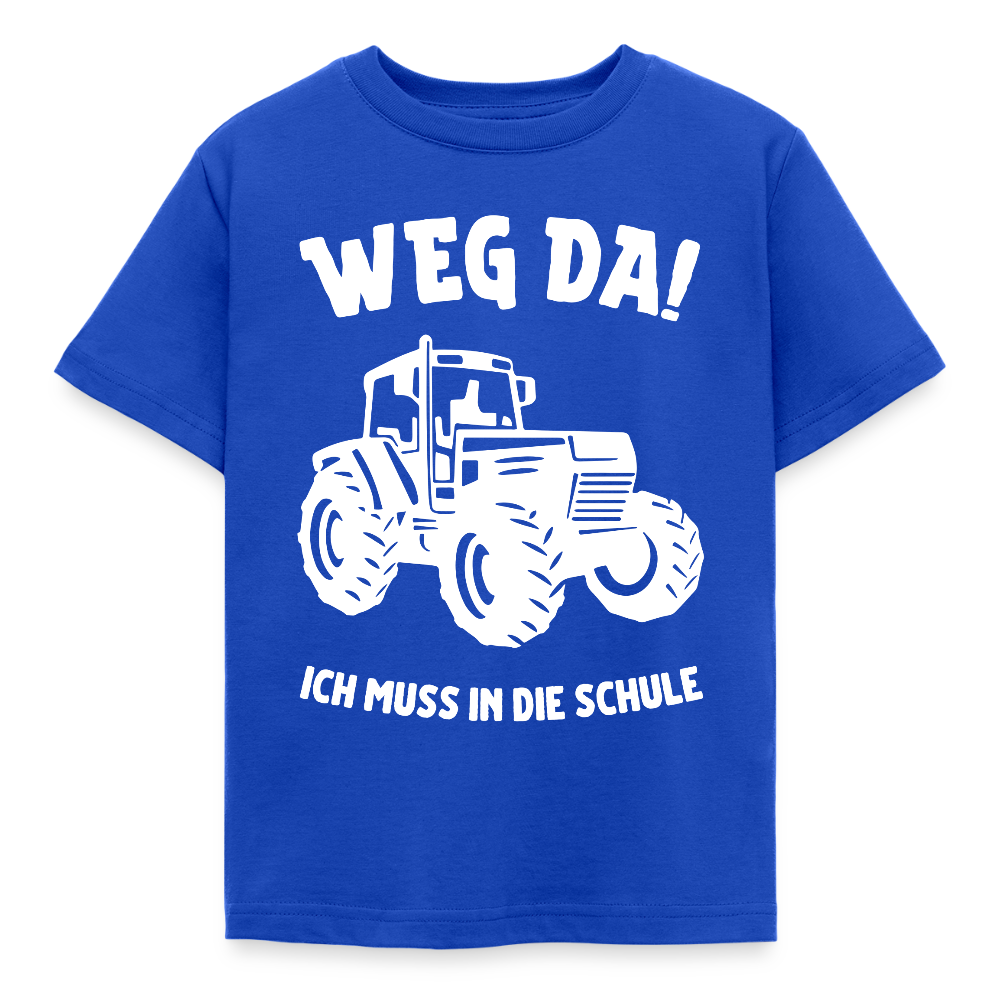 Kinder T-Shirt "Weg da! Ich muss in die Schule" (Traktor) - Royalblau