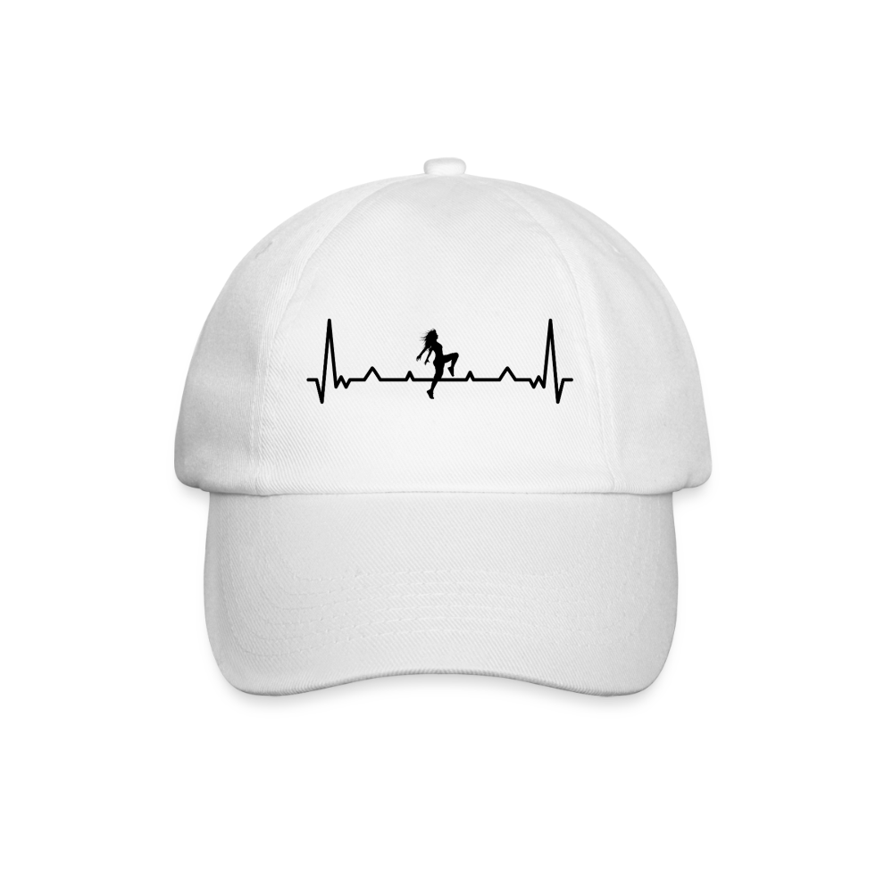 Baseballkappe "Tänzerin" (Herzschlag-Design) - Weiß/Weiß
