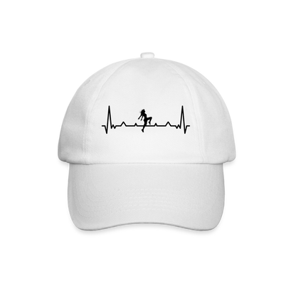 Baseballkappe "Tänzerin" (Herzschlag-Design) - Weiß/Weiß