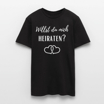 Männer T-Shirt "Willst du mich heiraten?" (2 Herzen) - Schwarz