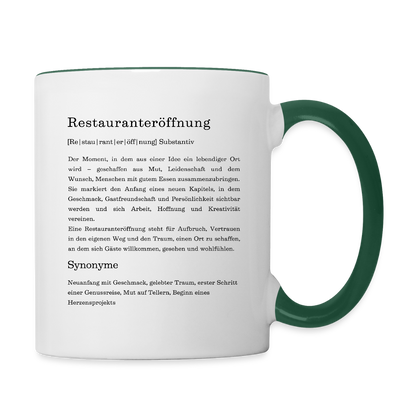 Tasse "Restauranteröffnung" (Definition) - Weiß/Dunkelgrün