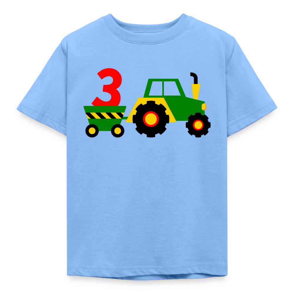 Kinder T-Shirt "3 Jahre" mit Traktor-Motiv - Himmelblau