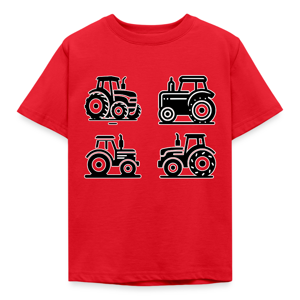 Kinder T-Shirt "4 minimalistische Traktoren" - Rot