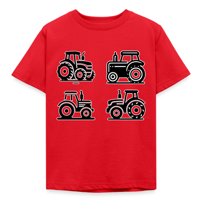 Kinder T-Shirt "4 minimalistische Traktoren" - Rot