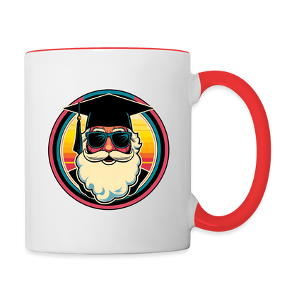 Tasse "Weihnachtsmann als Absolvent" - Weiß/Rot
