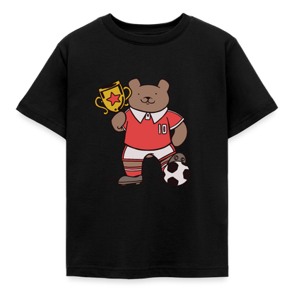 Kinder T-Shirt "Bär mit Fußball-Pokal" - Schwarz