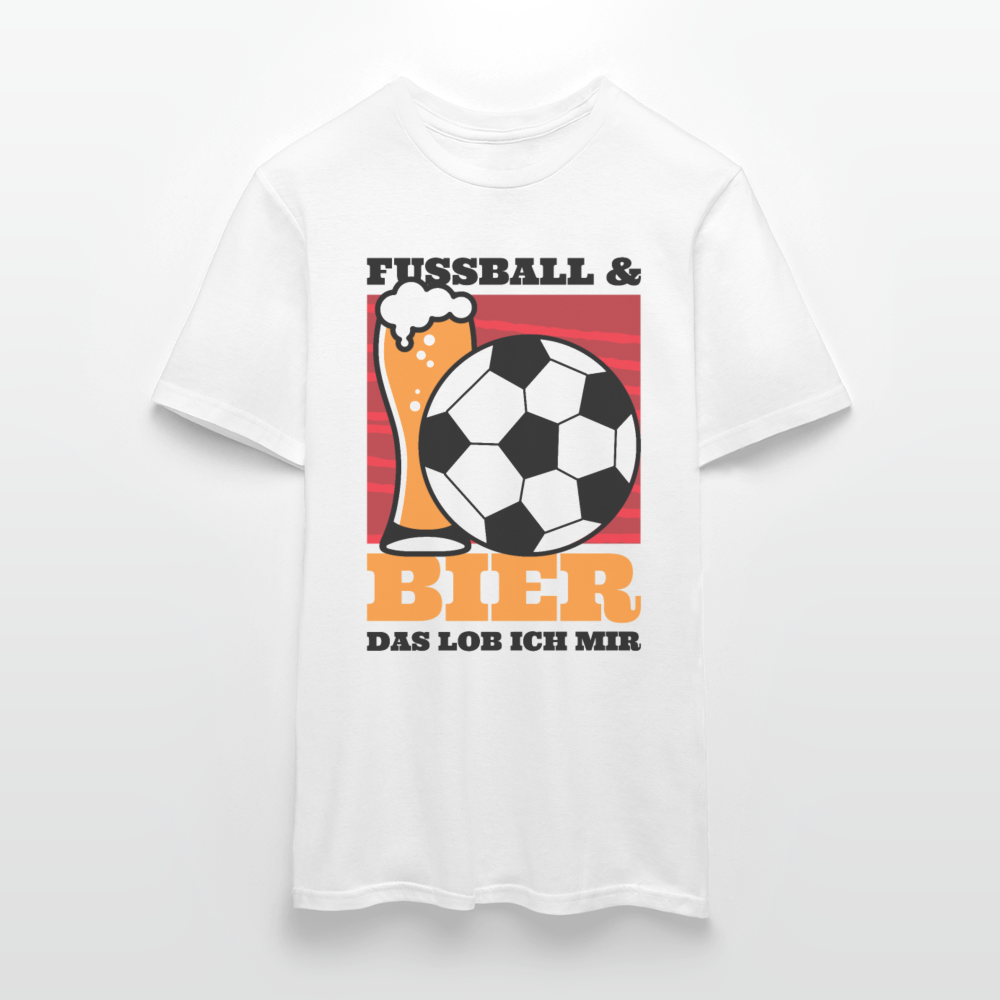 Männer T-Shirt "Fussball & Bier - das lob ich mir" - Weiß