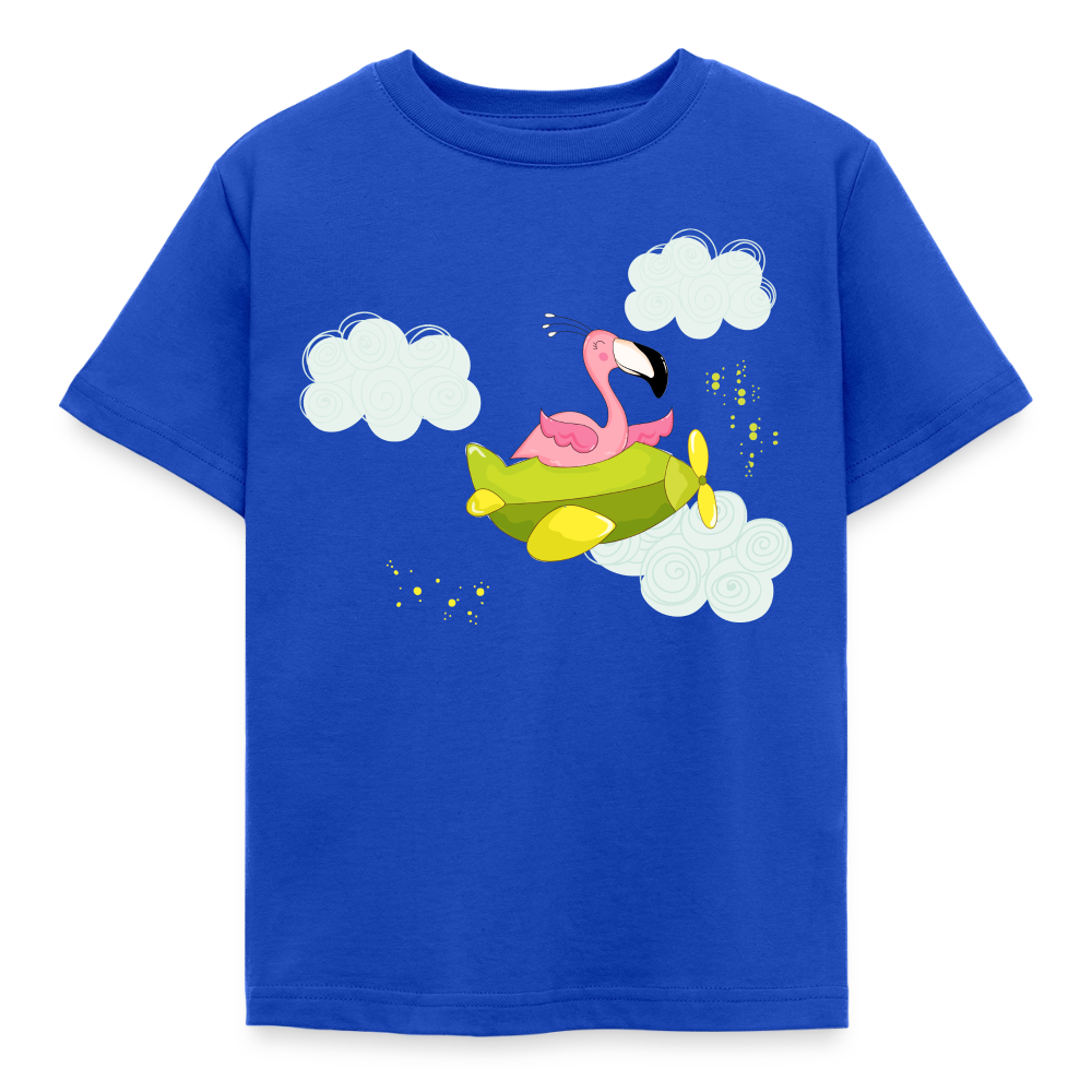 Kinder T-Shirt "Fliegender Flamingo" - Royalblau
