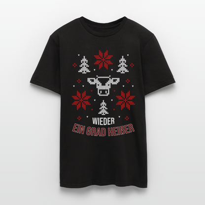 Männer T-Shirt "Wieder ein Grad heißer" (Weihnachtsmotiv) - Schwarz