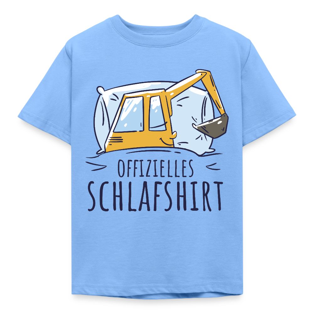 Kinder T-Shirt "Offizielles Schlafshirt" (Bagger) - Himmelblau