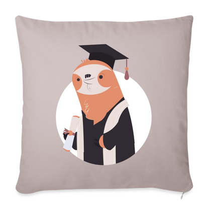 Sofakissen mit Füllung "Lustiges Faultier mit Abschluss" - helles Taupe