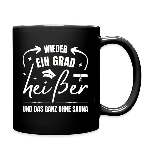 Tasse "Wieder ein Grad heißer und das ganz ohne Sauna" - Schwarz