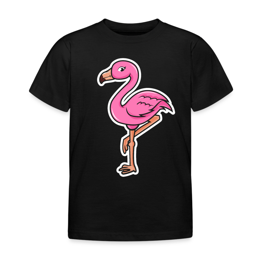 Kinder T-Shirt "Niedlicher Flamingo" - Schwarz