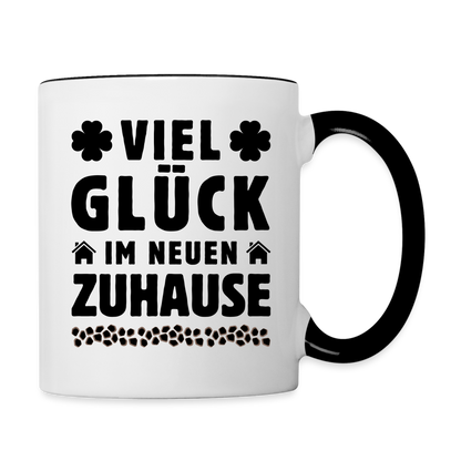 Tasse "Viel Glück im neuen Zuhause" - Weiß/Schwarz
