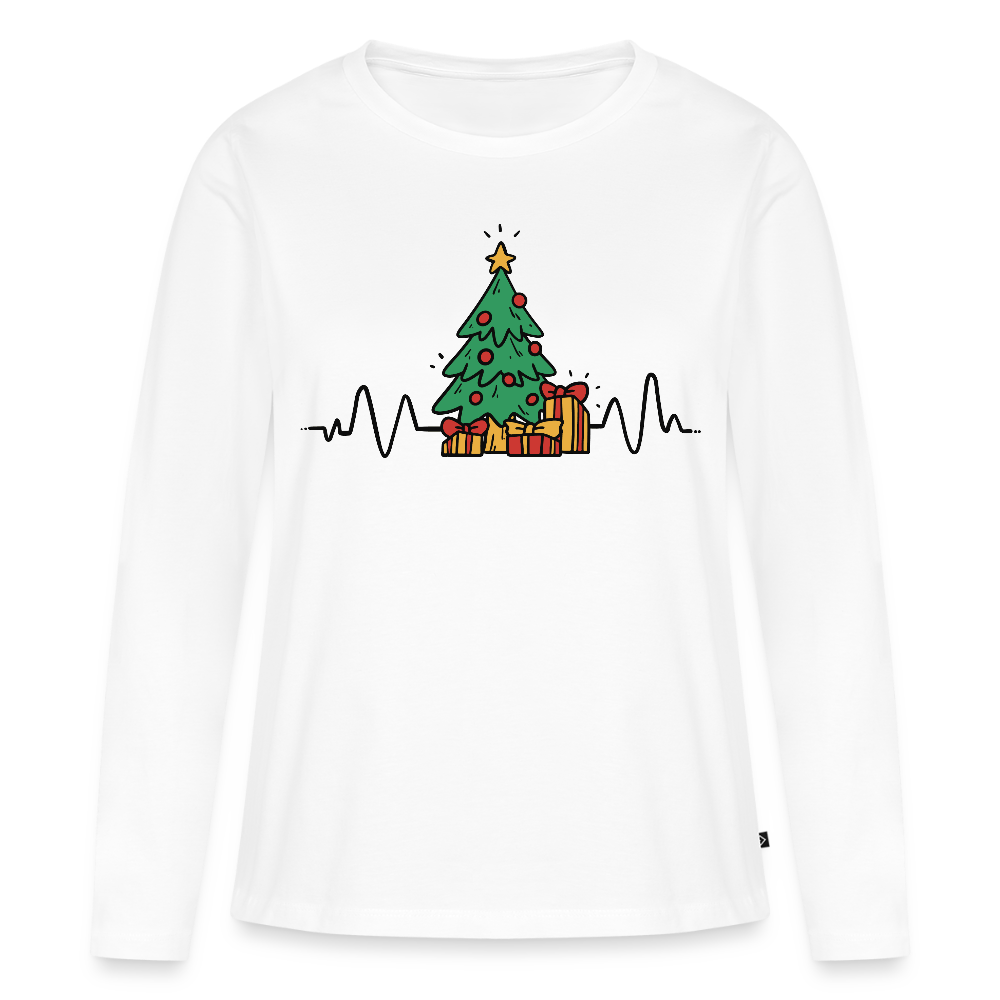 Bio-Langarmshirt "Weihnachten Herzschlag" - Weiß