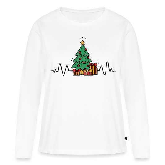 Bio-Langarmshirt "Weihnachten Herzschlag" - Weiß