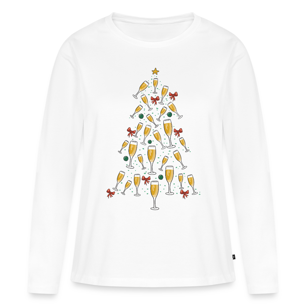 Bio-Langarmshirt "Sektgläser Weihnachtsbaum" - Weiß