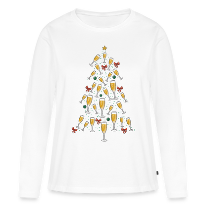 Bio-Langarmshirt "Sektgläser Weihnachtsbaum" - Weiß