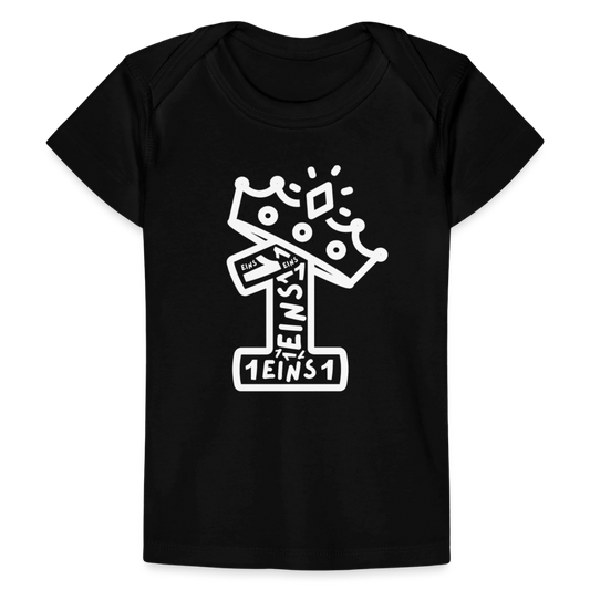 Baby Bio-T-Shirt "1. Geburtstag" (Viele Einsen) - Schwarz