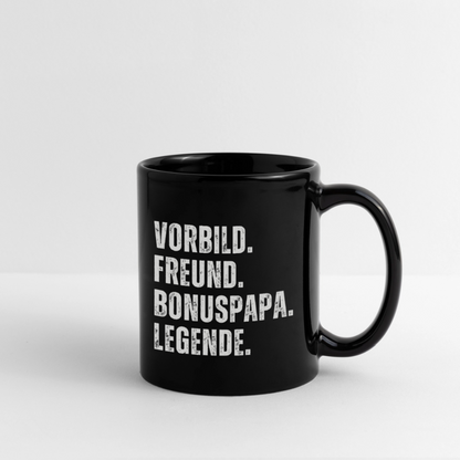 Tasse "Vorbild, Freund, Bonuspapa, Legende" - Schwarz