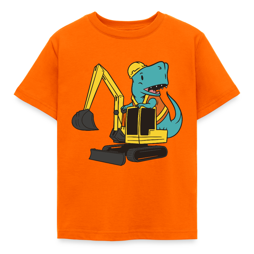 Kinder T-Shirt "Baustellen Dinosaurier mit Bagger" - Orange