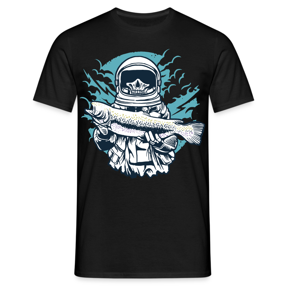 Männer T-Shirt "Astronaut mit Fisch" - Schwarz