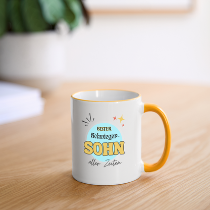 Tasse "Bester Schwiegersohn aller Zeiten" - Weiß/Gelb